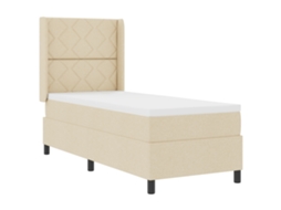 Cama Com Estrado E Colchão  Creme Vidaxl Tecido (80x200 Cm)