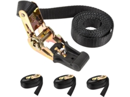 Conjunto de 4 fitas de amarração com Catraca, feitas de ferro e poliéster resistente ao desgaste.