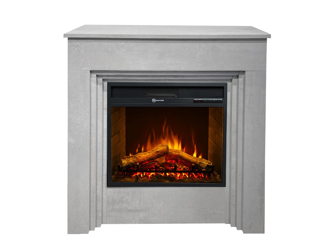 Lareira Elétrica Bellini Com Efeito Concreto, Fabricada Na Itália, C96 X P35 X A96 Cm.