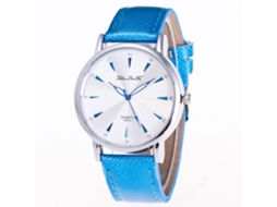 Relógio de Pulso Feminino Zhoulianfa de Quartzo com Pulseira de Couro Pu Azul