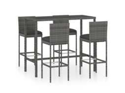 Conjunto de Bar 5 Pcs para Jardim com Almofadões Vime Pe Cinzento MAISON EXCLUSIVE
