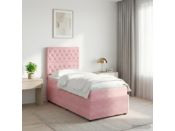 Vidaxl Cama Box Com Led E Colchão Rosa 90 X 190 Cm Veludo
