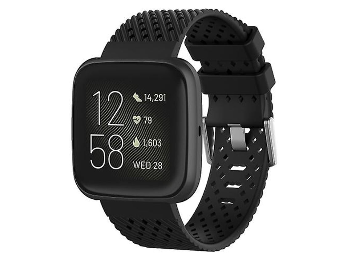 Pulseira De Relógio Lurelia Para Fitbit Versa / Versa 2 / Versa Lite 20 Mm Em Silicone Respirável Preta