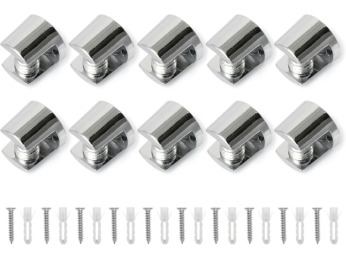 Conjunto De 10 Suportes Ajustáveis Em Liga Zinco Para Vidro, Com Base Plana, Ideais Para Prateleiras E Armários De