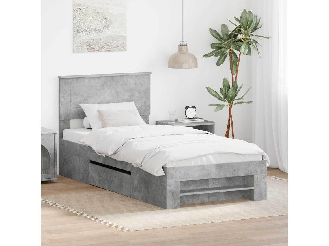 Vidaxl Estrutura Da Cama Cinzento 80 X 200 Cm Derivados De Madeira
