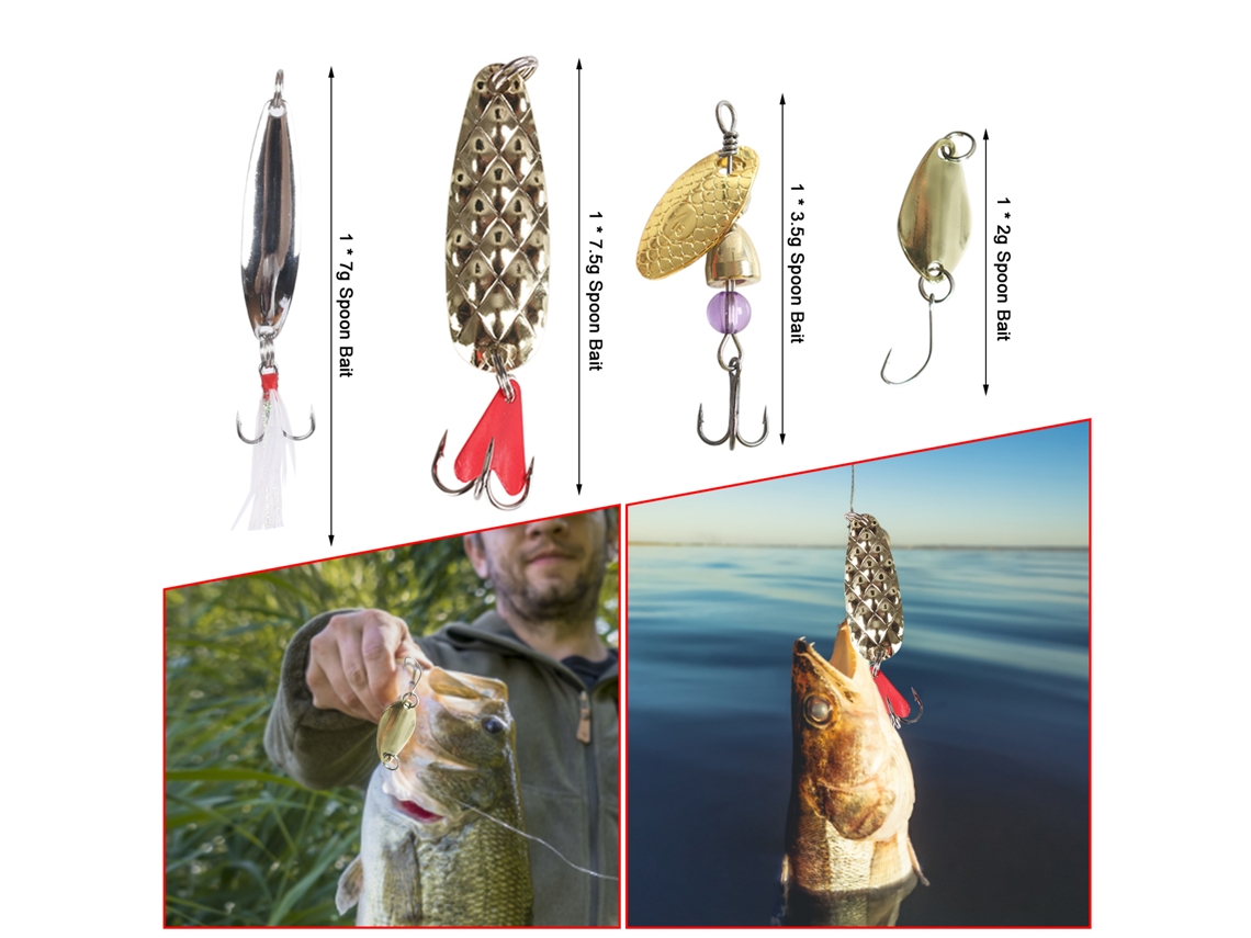 Kit de Iscas de Pesca 83pcs para Bass Trout Salmon