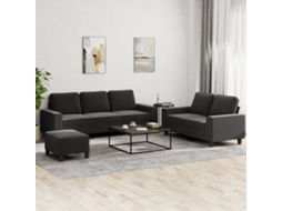 Vidaxl 3 Pcs Conjunto De Sofás Tecido Preto