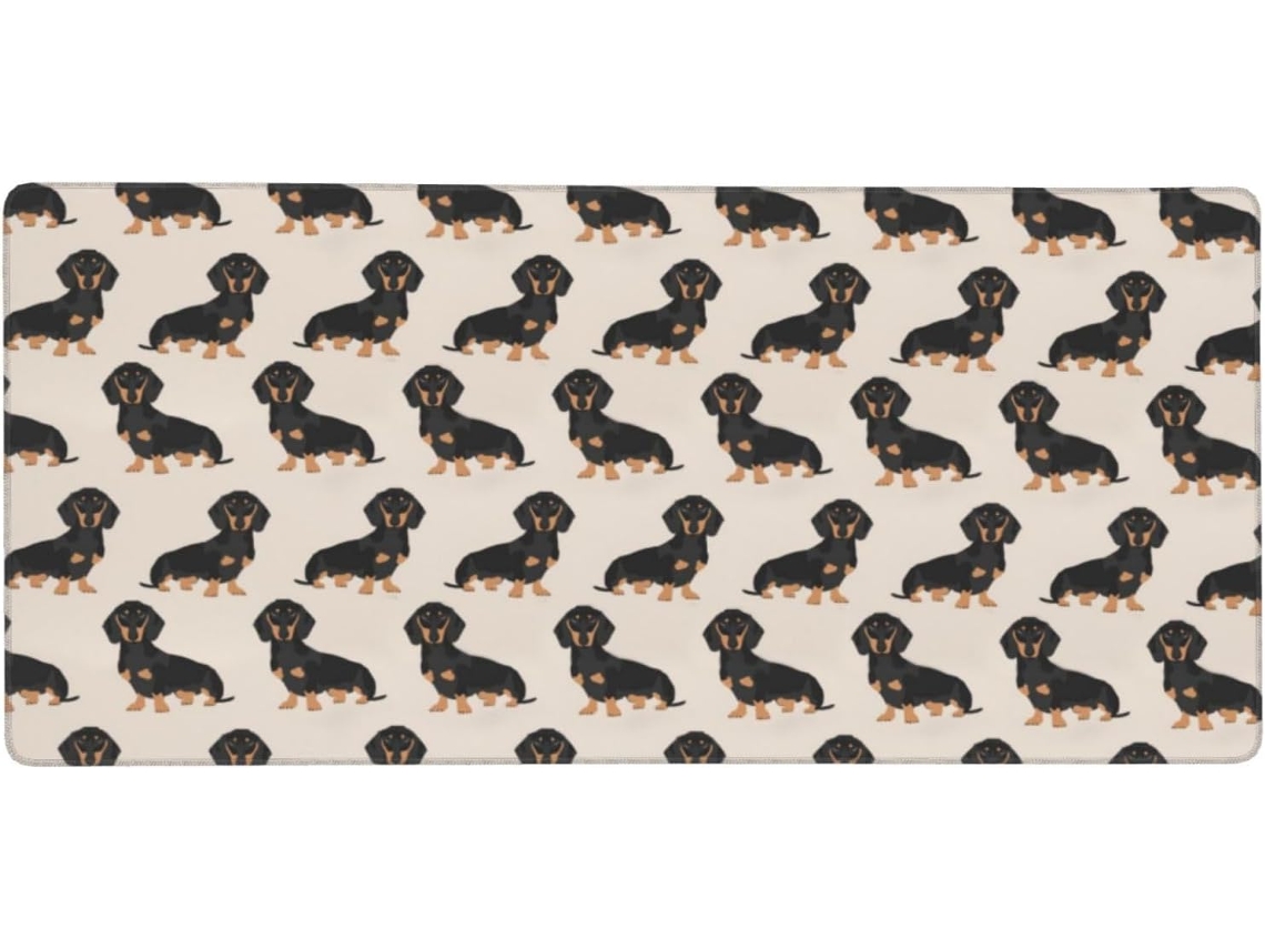 Mousepad Grande para Computador com Estampa de Cachorro Dachshund, Base Borracha Antiderrapante, 40 X 90 Cm
