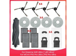 Peças Para Dreame X40 Ultra / L40 Ultra, Mova P50 Pro Ultra / P10 Pro Ultra: Escova Lateral Principal, Filtro, Pano De Limpeza, Saco De Pó