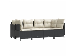 Conjunto de 5 Sofás de Jardim com Almofadões Vime Pe Preto MAISON EXCLUSIVE (5 pcs)
