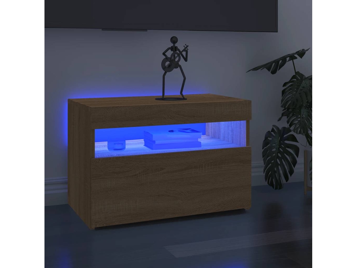 Vidaxl Móvel De Tv Com Luzes Led 60x35x40 Cm Carvalho Sonoma