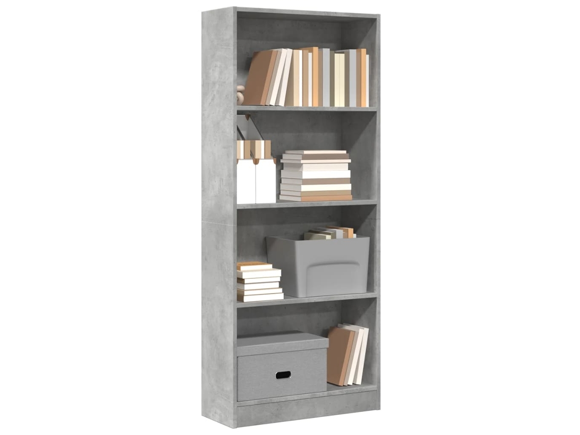 Estante Para Livros | Gabinete De Livros | Estante 60x24x143 Cm Derivados De Madeira Cinzento Cimento