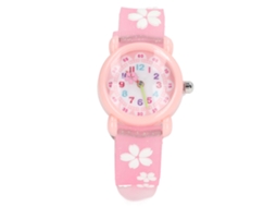 Relógio de pulso educativo 3D WalshLXq, à prova d'água e colorido, com desenho animado fofo, para meninas a partir de 3 anos, rosa.