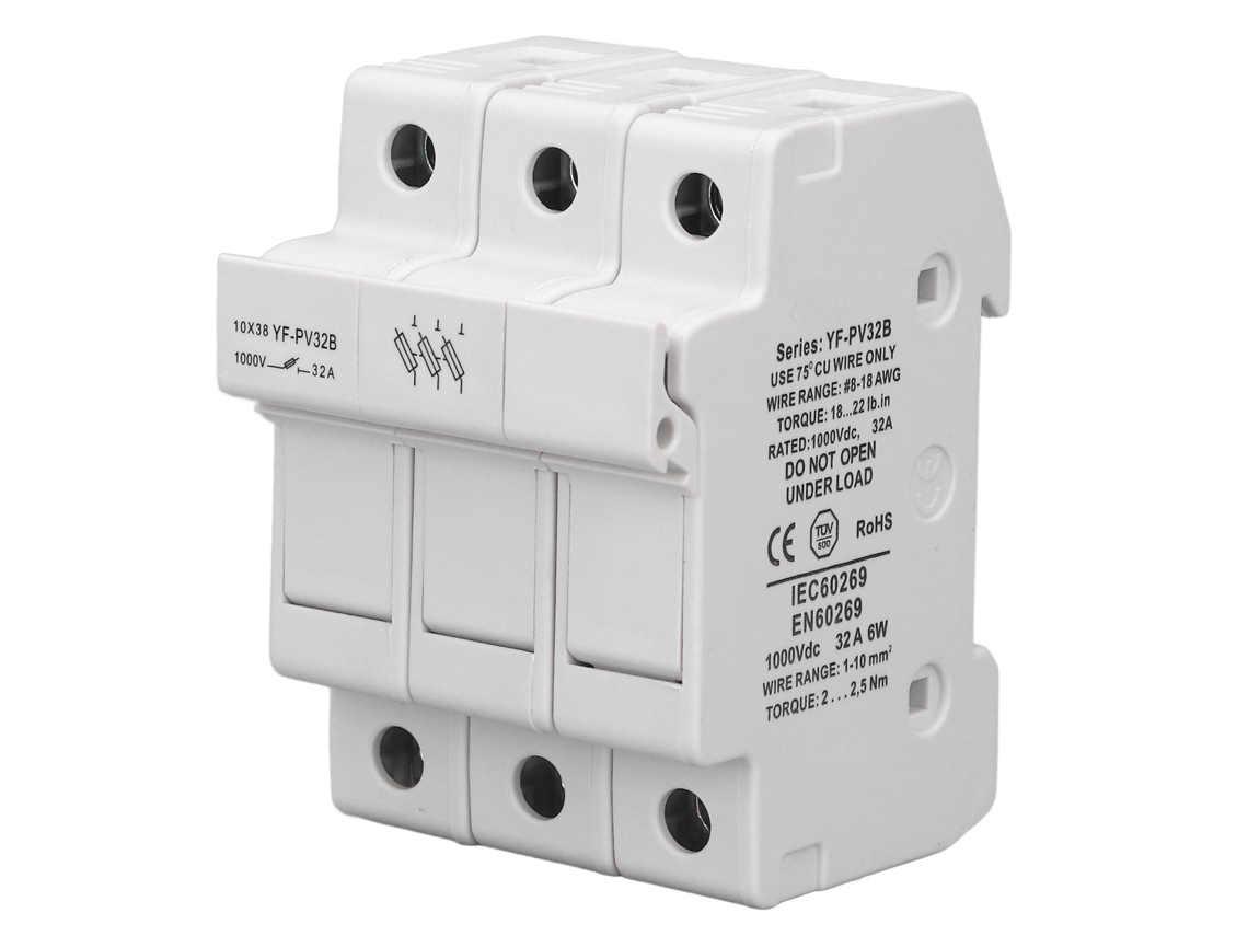 Porta Fusível 3P em Trilho Din, Proteção DC 1000V 32A S/MARCA