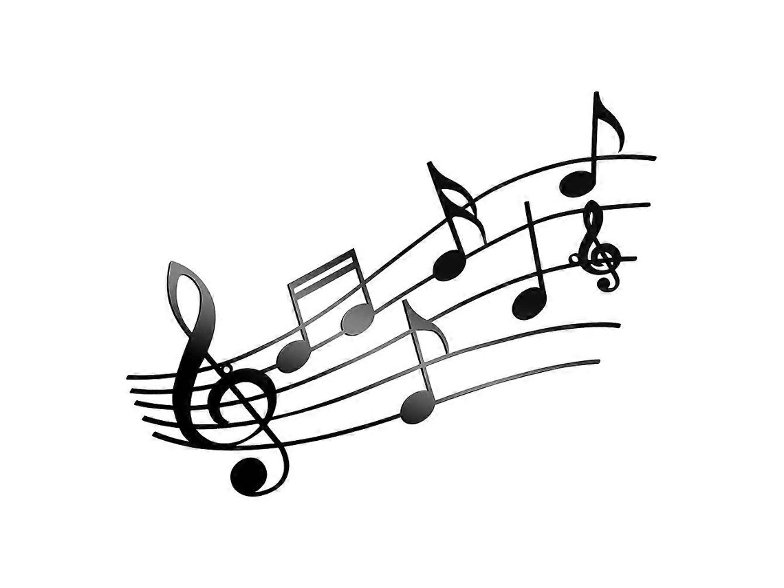 Adorno de Parede de Arte de Ferro com Nota Musical Simples para Decoração Residencial e Presente 40x21,5 Cm Negro