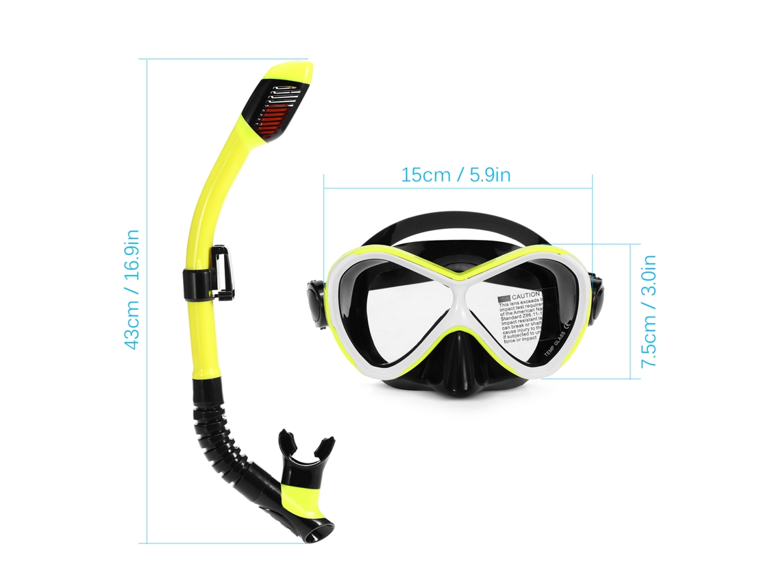 Óculos De Natação Profissional Para Crianças Com Snorkel Dry Anti-embaçamento Lentes De Vidro Temperado Ajustável