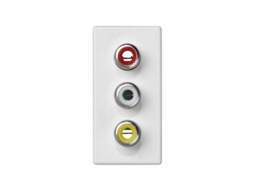 Placa De Meio Mecanismo K45 Com 3 Conectores Rca De Áudio Branco Neve Simon K105b/9