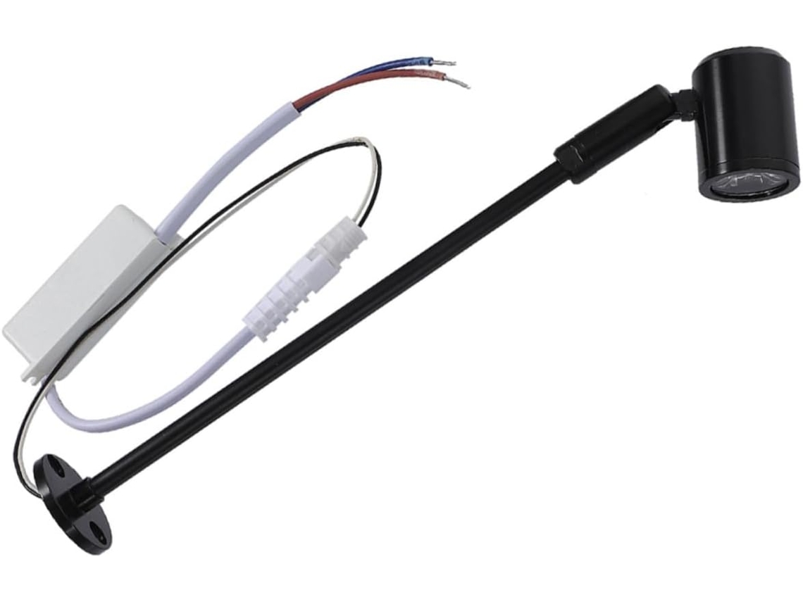 Refletor Led De Chão Para Móveis, Mini Refletor Interno De 3w 215mm Preto, Cabeça Ajustável, Luz