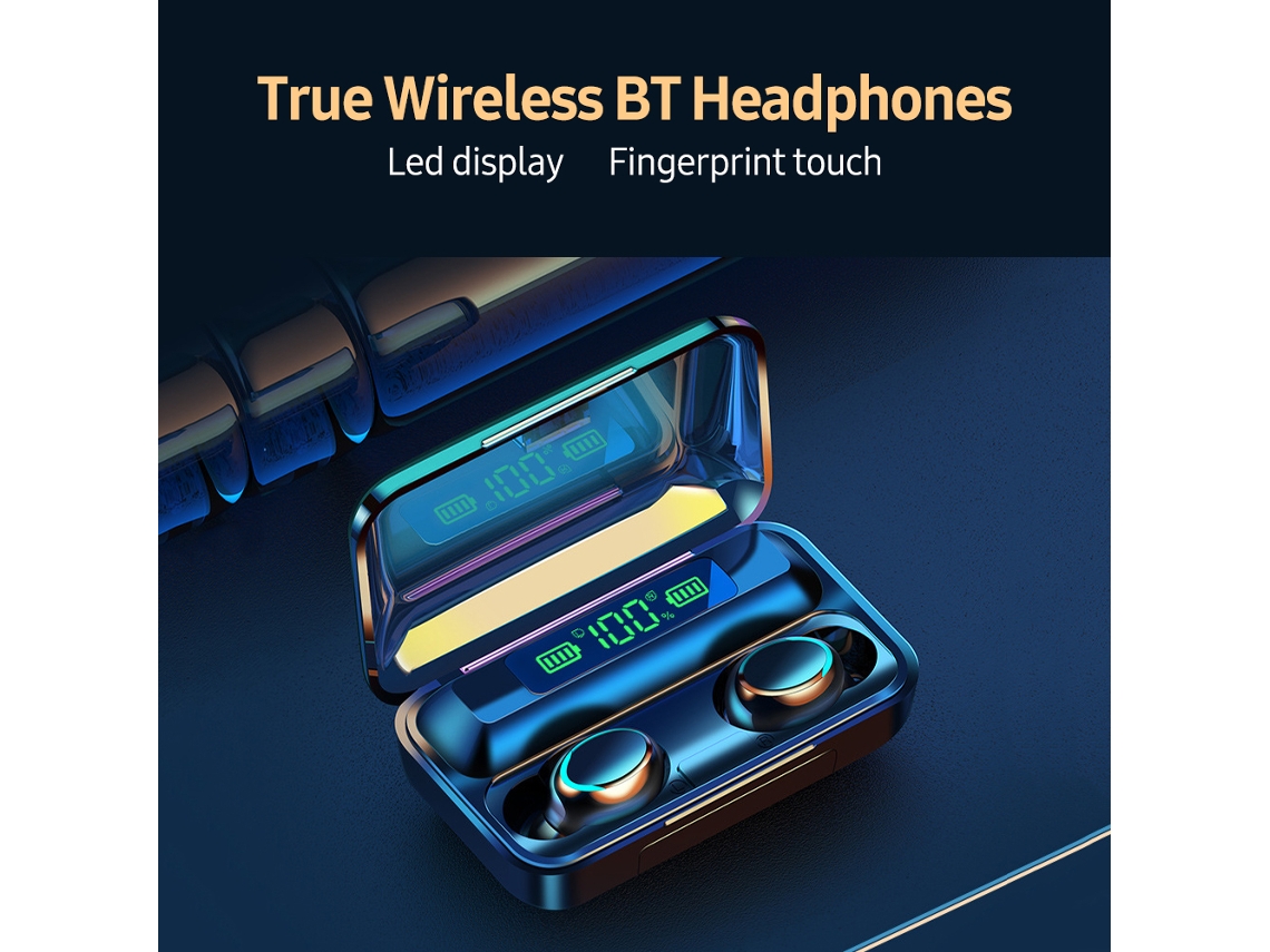 Fone De Ouvido Sem Fio Bt Intra-auricular Para Esportes Fones De Ouvido Com Display De Bateria Led Controle Por Toque Power Bank Branco