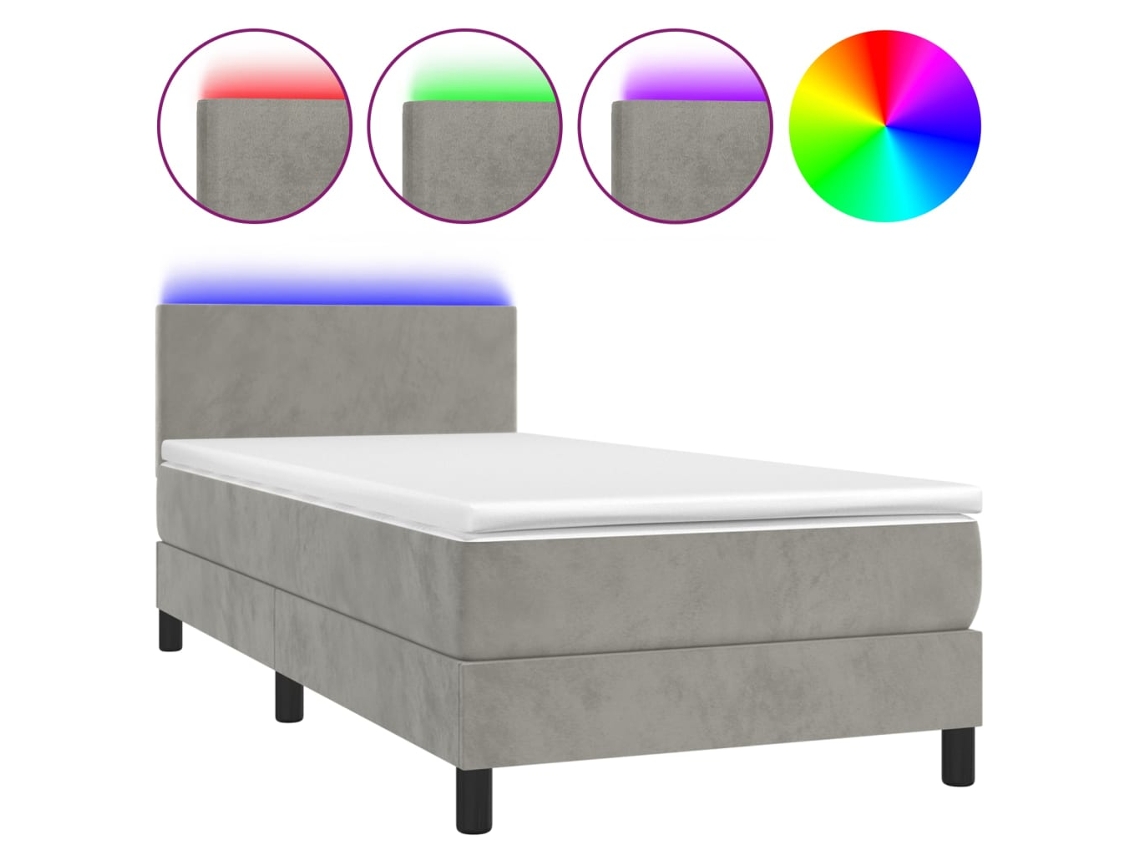 Box Spring Bed, Box Spring Beds Vidaxl Cinzeto Veludo (90 X 190 Cm)