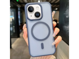 Capa Transparente Híbrida Para Iphone 15 Plus - Tpu E Pc Com Magsafe - Azul