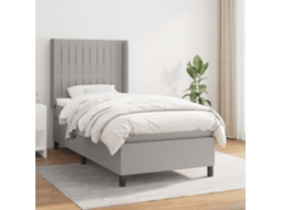 Vidaxl Cama Com Molas/colchão 90x190 Cm Tecido Cinzento-claro