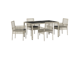Conjunto 5 Conjunto De Jantar Para Jardim Vidaxl Cinzento-claro Vime Pe (150 X 90 X 75 Cm)