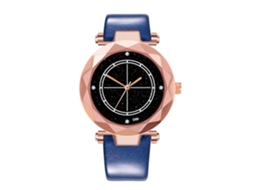 Relógio de Pulso Feminino Analógico de Quartzo com Pulseira Pu Estilo Moderno Azul