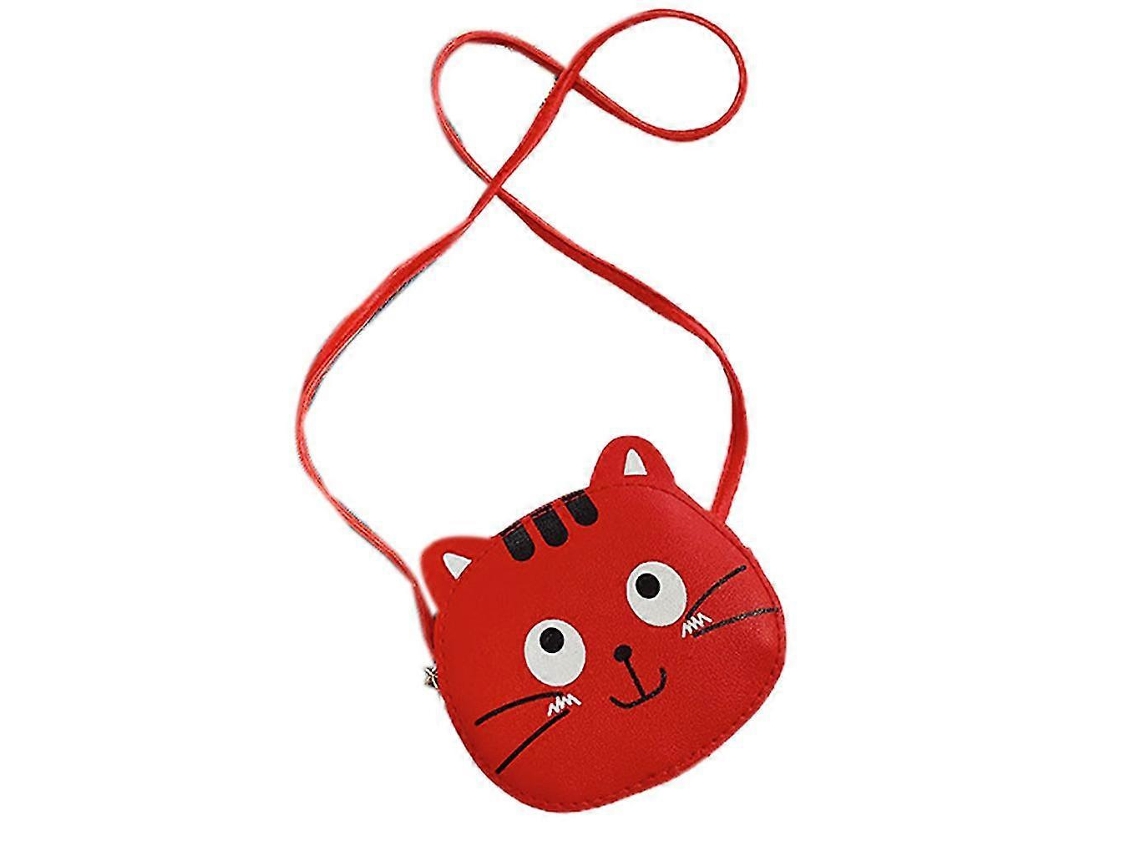 Bolsa Transversal De Couro Sintético Com Desenho De Animal, Mini Bolsa Para Crianças, Vermelha