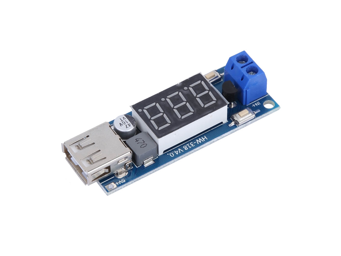 Módulo de Alimentação DC DC Step Down 12v para 5v 3a com Proteção e Indicador USB | S/MARCA