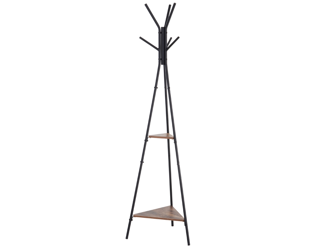 Cabide 46x52x182cm Preto/marrom, 2 Prateleiras 6 Ganchos Industrial