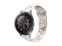 Pulseira De Silicone Universal Com Fecho Reverso E Estampa De Bolinhas Ovais Coloridas.
