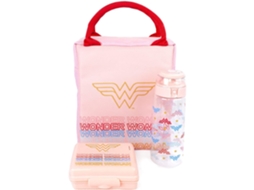 Lancheira retangular Aquaforge Mulher-Maravilha, tamanho único, rosa (pacote com 3)