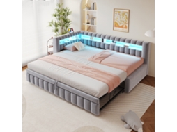Cama Estofada Em Cinzento De Upholstered Para Colchão 102 X 79 Cm