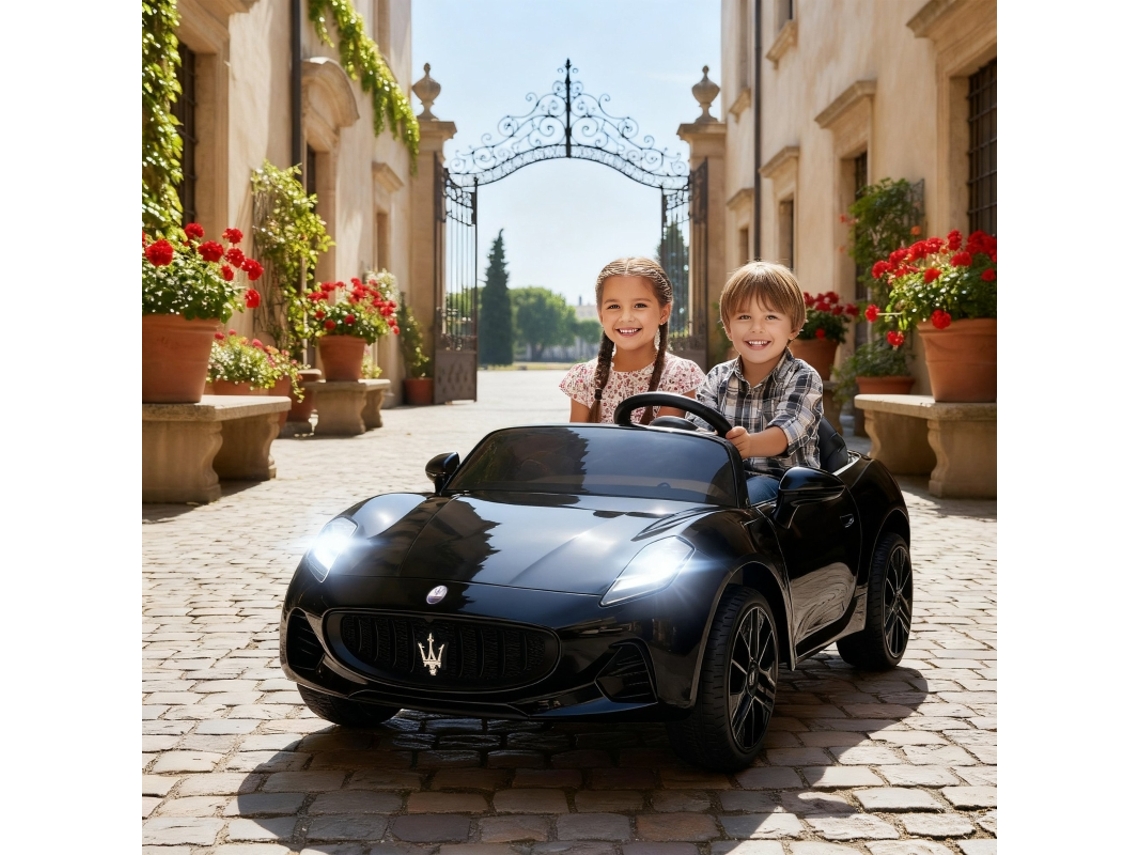 Carro Elétrico Maserati 2 Lugares Bateria 12v, Comando À Distância, Luzes Led, Música, Preto