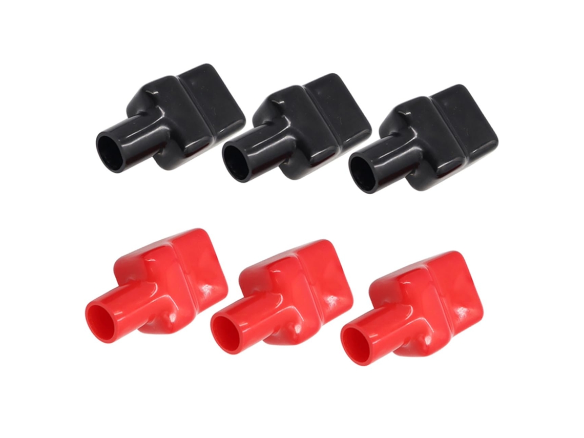 Pares De Capas De Terminais De Bateria Flexíveis, Leves E Nas Cores Vermelha E Preta, Com Isolamento Para Os Terminais Positivo E Negativo.