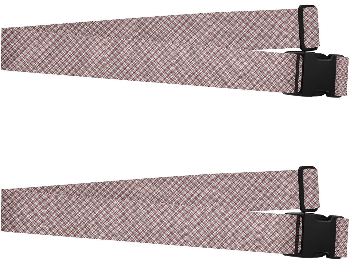 Conjunto De 2 Cintas Bagagem Resistentes E Ajustáveis, Com Estampa Quadriculada Em Vermelho, Preto E Branco, Manter