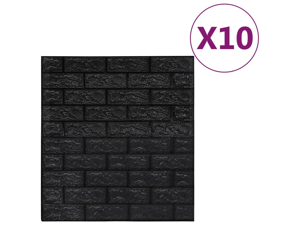 Conjunto 10 Adesivo de parede VIDAXL Preto PE foam