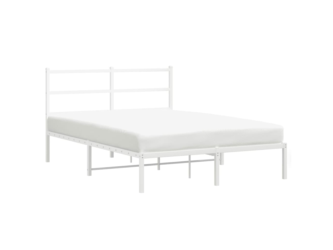 Bed Frame, Bed Frames Vidaxl Branco Aço (135 X 190 Cm)