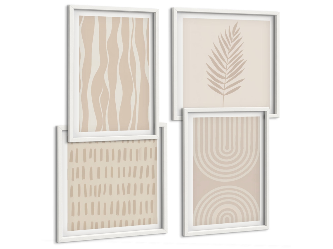 Composição De Quadros Na Parede Espirais Em Tons Pastel Na Arquitetura Moldura Branca Quadros Para A Sala De Estar Espelharte (conjunto De 4 Imagens)