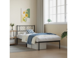 Vidaxl Estrutura De Cama Com Cabeceira 90x200 Cm Metal Preto