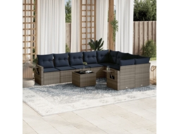 Vidaxl Conjunto De Sofá De Jardim Com 10 Peças E Almofadas Em Rattan Sintético Cinza