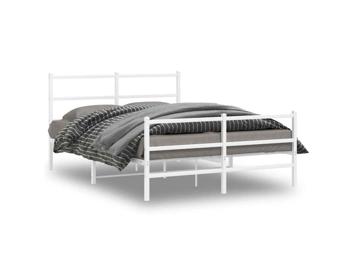 Estrutura de Cama com Cabeceira e Pés Metal Branco MAISON EXCLUSIVE 140x200 cm