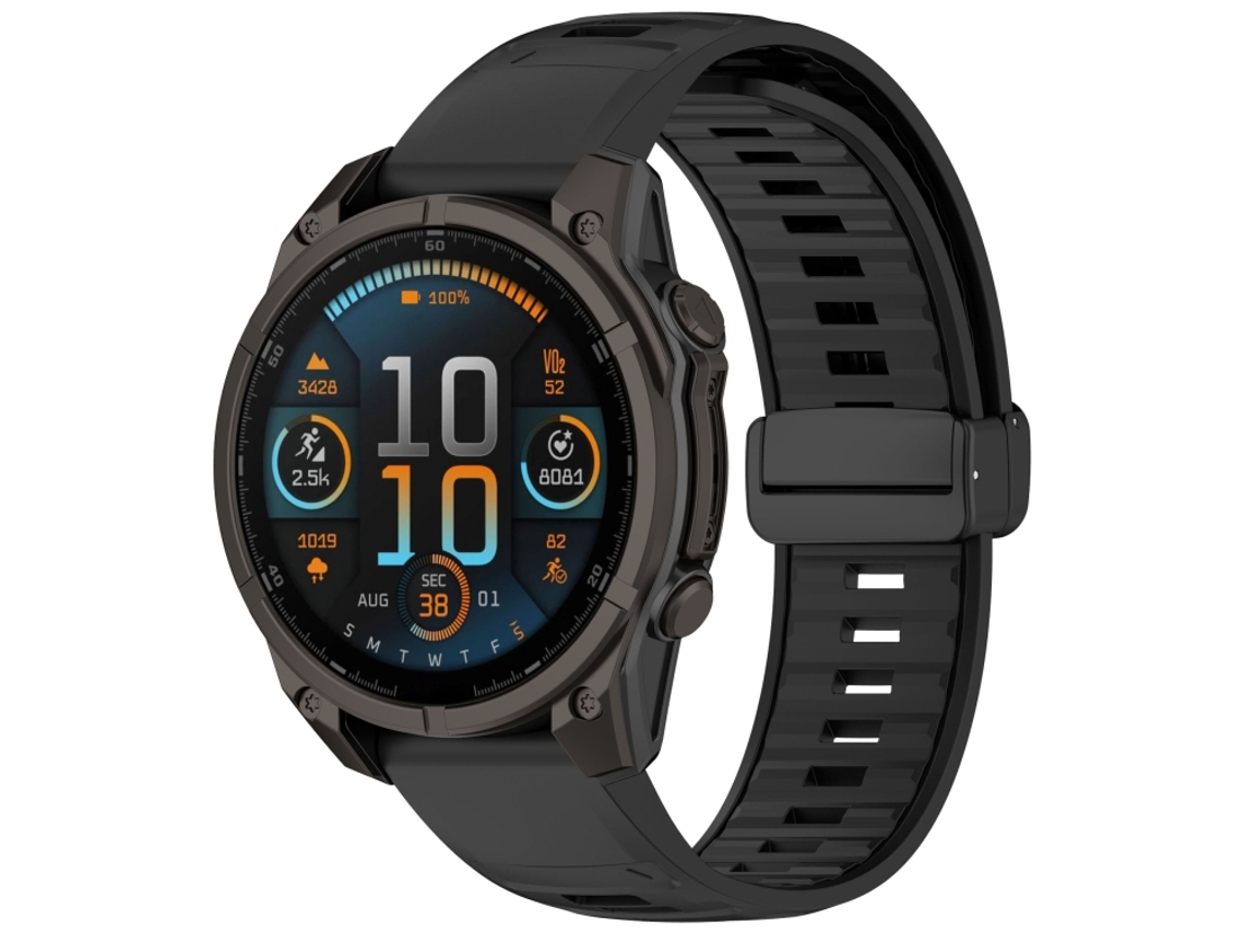Bracelete Para Garmin Fenix 8 Amoled (47mm) - Silicone Magnético - Duas Cores Preta