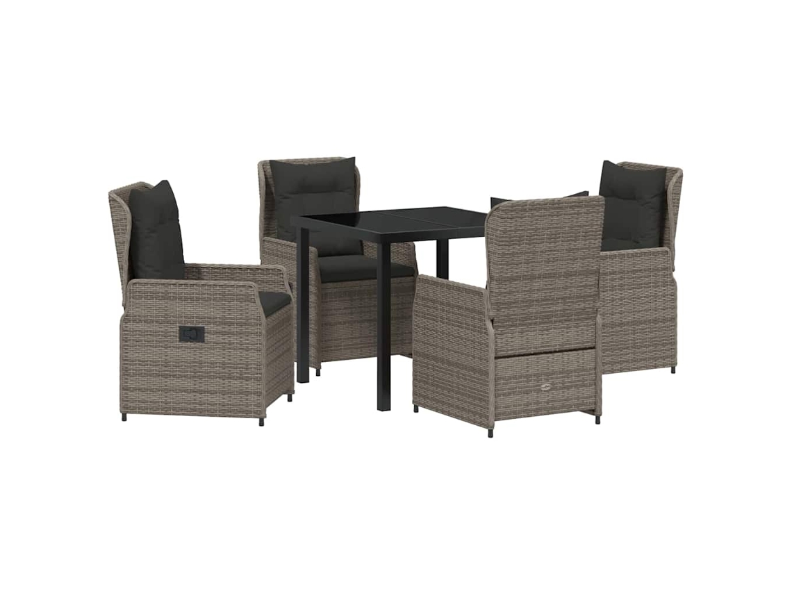 Maison Exclusive - Conjunto De Jantar Para Jardim 5 Pcs Cinzeto Vime Pe