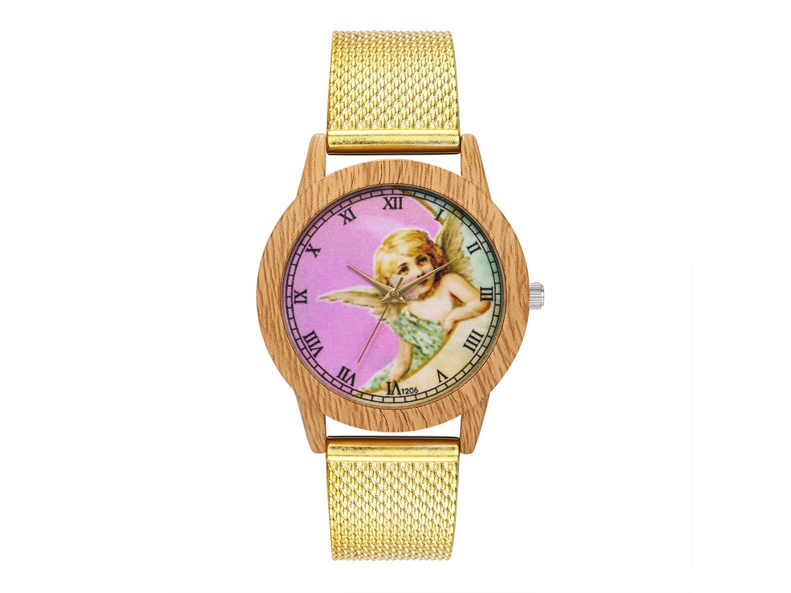 Reloj De Cuarzo Unisex Con Correa De Silicona Dial Redondo Números Romanos Oro Zhoulianfa