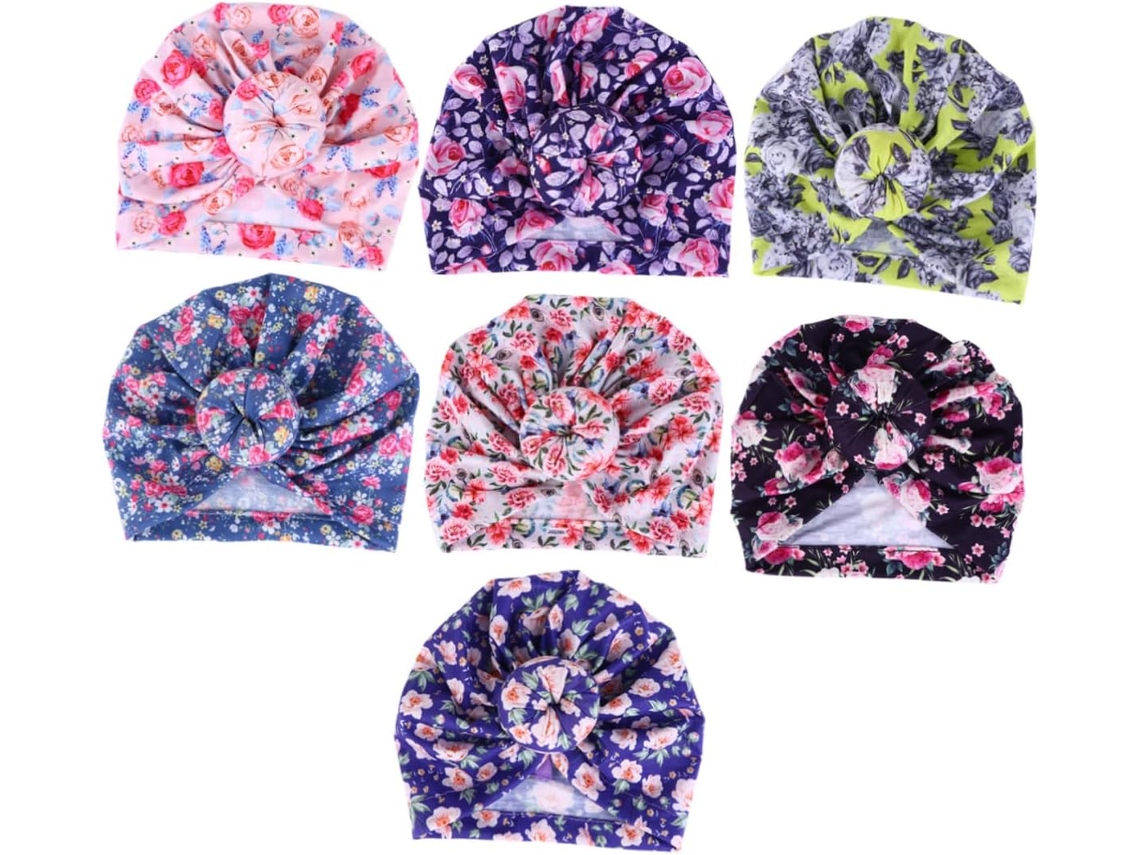 Faixas De Cabelo Com Laço Em Tecido Estampado Para Crianças, Chapéus Turbante Para Bebês.