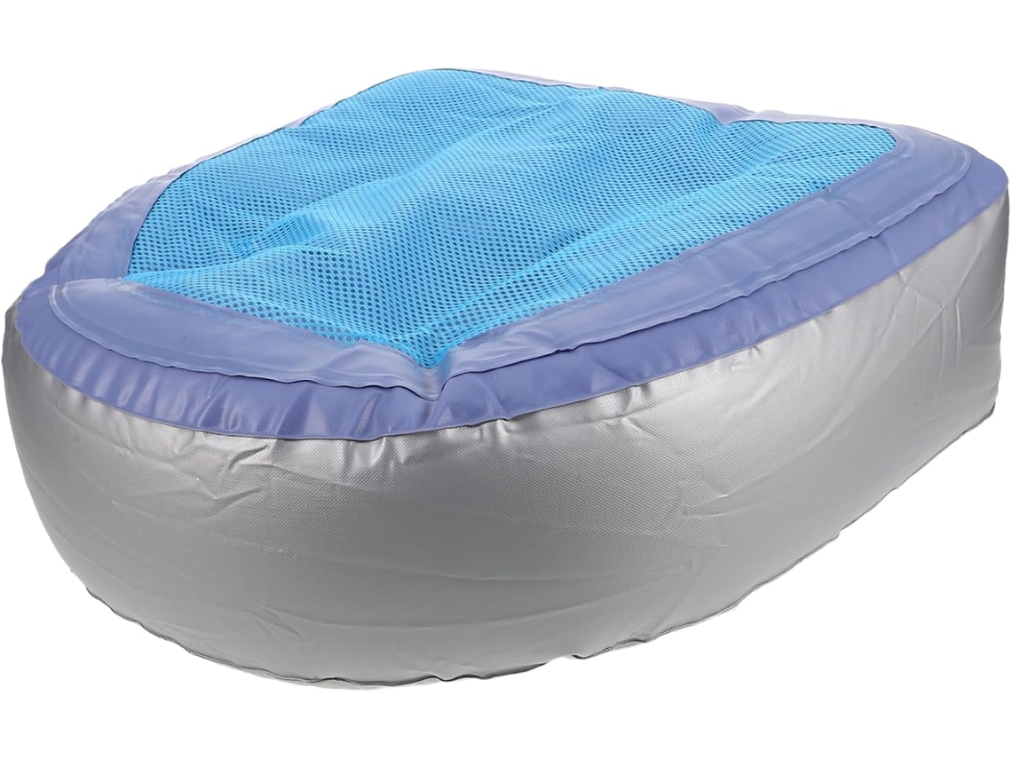 Almofada Inflável Azul Em Pvc Para Camping E Viagens.