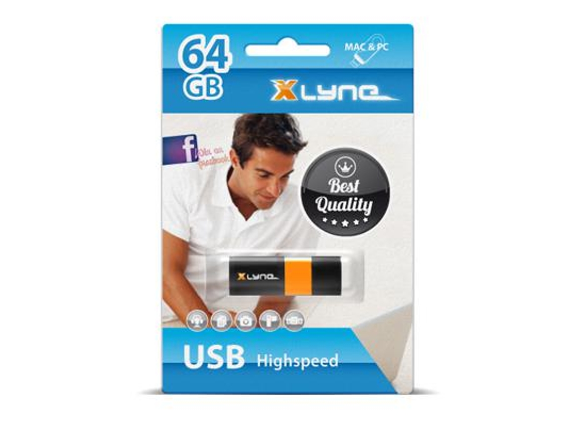 Xlyne Wave Unidade de Memória Usb 64 Gb Usb Type-A 2.0 Preto Laranja