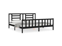 Bed Frame, Bed Frames Vidaxl Preto Madeira De Pinho (200 X 200 Cm)